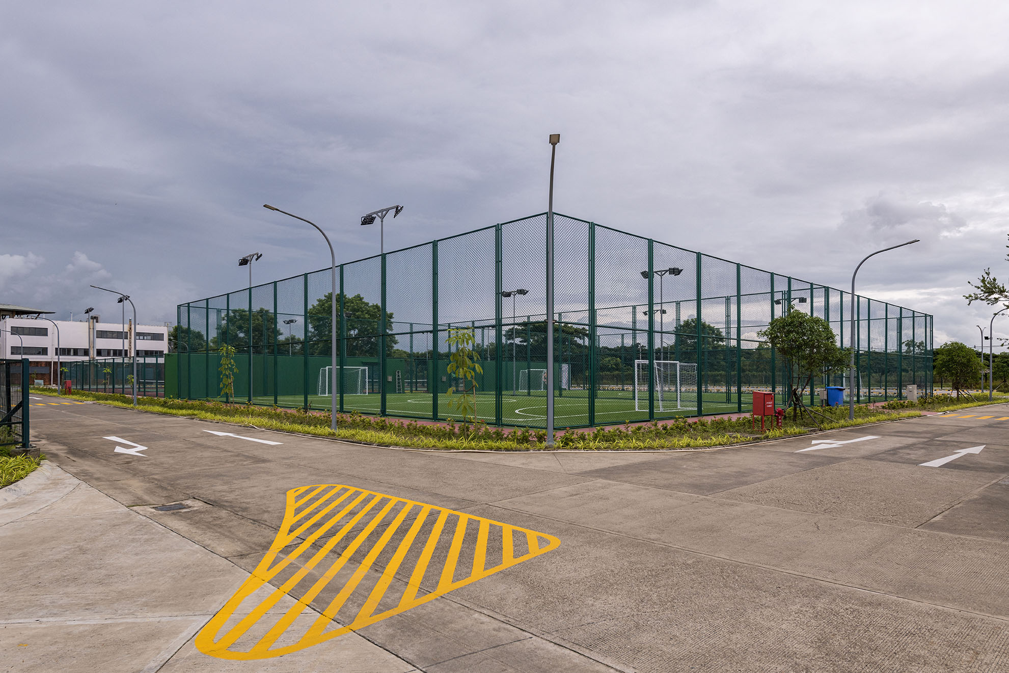 a view of a futsal court from outside