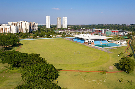 The ariel view of football field at starcity sports club.