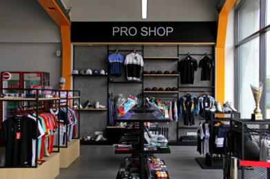 front view of sports accessories store called pro shop