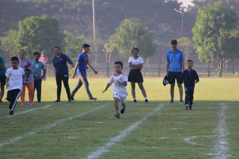 a child running on a field
