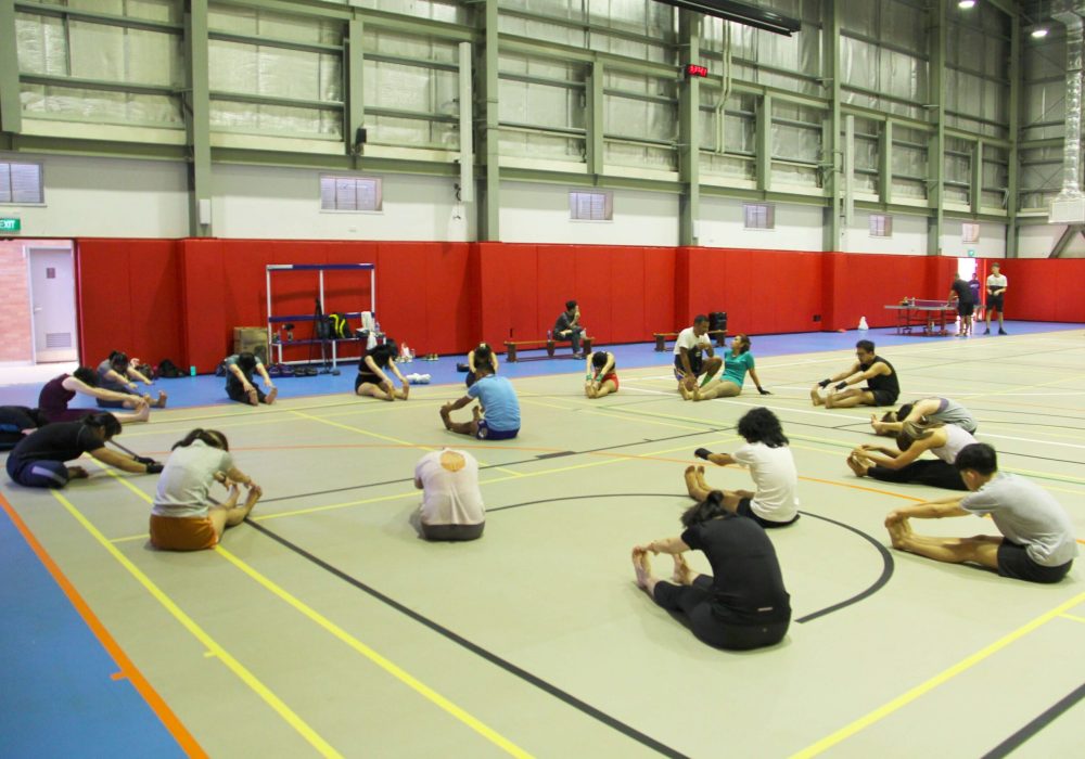 a group of people doing exercises